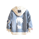 Comic Denim Jacket Men and Women Street Hip Hop plus Size Hooded Hooded Jacket