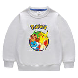 Children Pokemon Pikachu Hoodie Crew Neck Sweater Cotton
