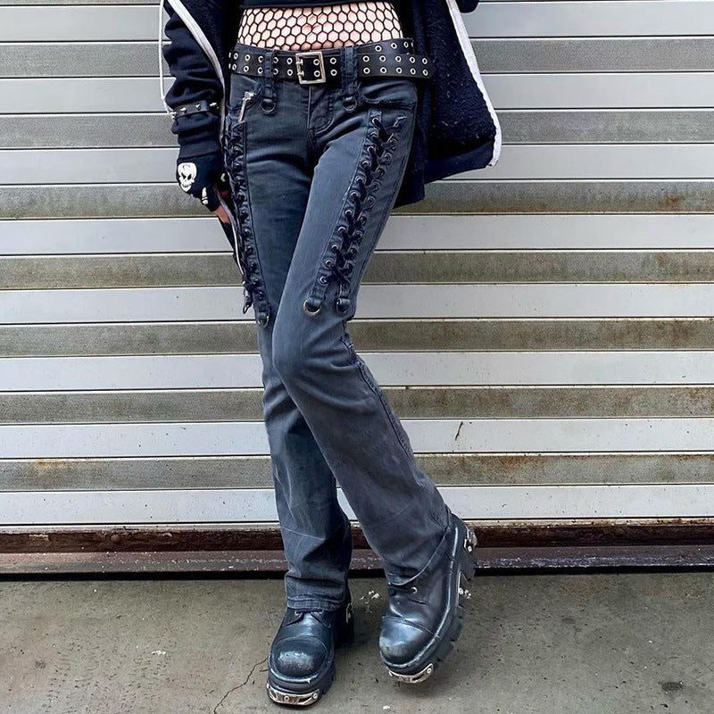 Julia Fox Low Rise Trousers Tight Zipper Casual Pants