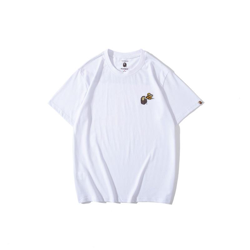 Shark Print T Shirt Summer Short Sleeve Printed Fashion Casual Little Bee Camouflage Letters T-Shirt
