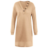 Women Fall Outfits Dress V-neck Sexy Hip Knitwear Dress
