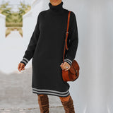 Women Fall Outfits Sweater Skirt Turtleneck Long Sleeve Knitted Dress