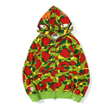 Bape Military Hoodie Autumn And Winter Men'S And Women'S Hooded Zipper Sweatshirt Coat