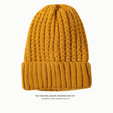 Toboggan Hat Knitted Woolen Cap Women's Autumn and Winter Earflaps Warm