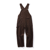 Man Fall Outfits Cargo Pants Suspender Pants Men and Women Autumn Loose Solid Color Corduroy Retro Casual Jumpsuit