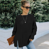 Women's Fall Outfits Autumn round Neck Long Sleeve Hollow Sweater Women's Loose Sweater Winter