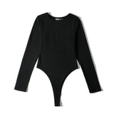Women Fall Fall Four-Color round Neck Corset Leotard Slim Fit Bottoming Top