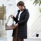 Women Winter Coats Puffer Jacket Down Coat Slim Fit Mid-Length Casual Winter Hooded Jacket