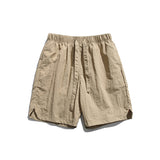 Men Shorts Summer Men's Solid Color Casual Pants Retro Waist Strap Shorts