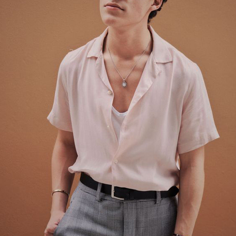 Rave Outfits Men Shirt Casual Draping Shirt Men's Solid Color Shirt Summer Casual