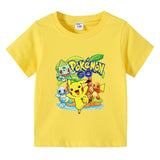Children Pokemon Pikachu T Shirt Short Sleeve Cotton T-shirt Casual Sports