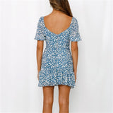 Milkmaid Dresses Summer Short Sleeve Square Collar Lotus Leaf Dress