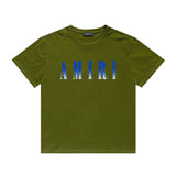Amiri T Shirt Gradient Letter Flower Casual Hip Hop Short Sleeve T-shirt