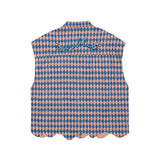 Men Sweater Vest Color Matching Rhombus Irregular Hem Casual Vest Men's Loose Lapels Vest Jacket