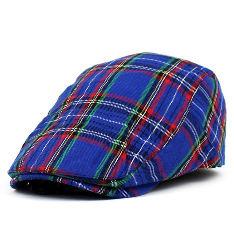 Check Beret Hat Plaid Hat Women's Spring and Autumn Cotton