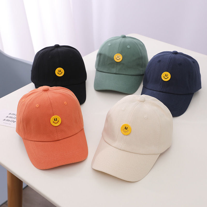 Smiley Face Cap Children's Spring and Summer Button Smiley Face Peaked Cap Baseball Cap