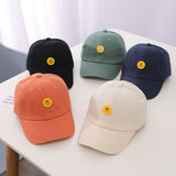 Smiley Face Cap Children's Spring and Summer Button Smiley Face Peaked Cap Baseball Cap