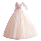 Women'S Evening Dress Ball Gown Princess Quinceanera Wedding Dresses Champagne Solo Puffy Skirt Banquet Stage Costume Female