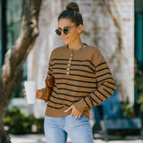 Women Fall Outfits Autumn and Winter Loose Long Sleeve Striped Sweater