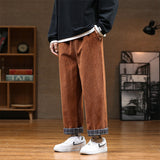 Mens Corduroy Pants Autumn and Winter Straight Loose Trousers Vintage Curling Wide Leg Men's Casual Pants