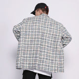 Men's Casual Suit Man Blzer Plaid Blazer Men's Loose Lapels Jacket Casual Small Suit