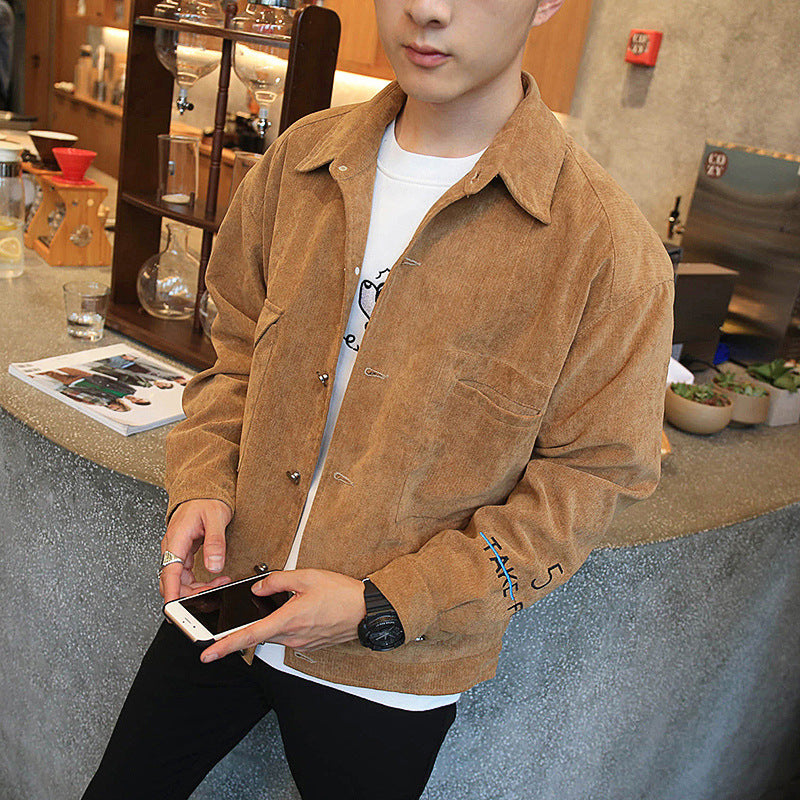 Corduroy Varsity Jacket Men's Jacket Youth Spring and Autumn Student Baseball Uniform Youth Jacket