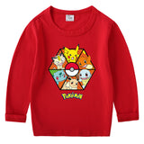 Children Pokemon Pikachu Hoodie Spring and Autumn Cotton round Neck Long Sleeve T-shirt