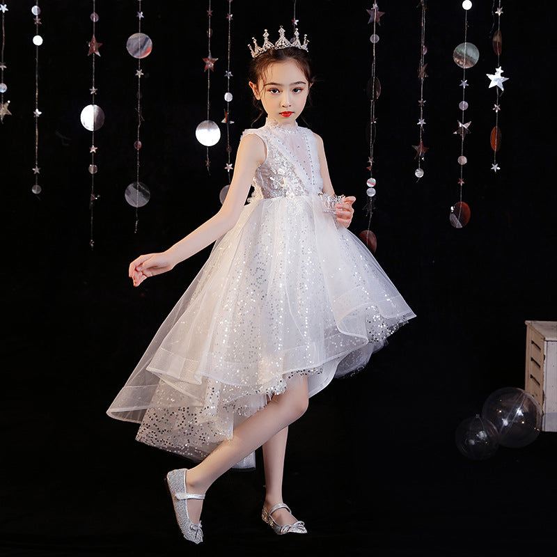 Princess Charlotte Flower Girl Dress Children's Princess Dress White Birthday Costume for Piano Performance