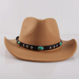 Cowgirl Hats Ethnic Style Western Style Cowboy Hat Rivet Woolen Hat