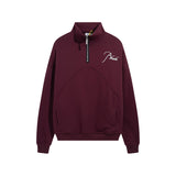 Rhude Hoodie Autumn Winter Retro Stand Collar Half Zip Embroidery Stitching Sweatshirt