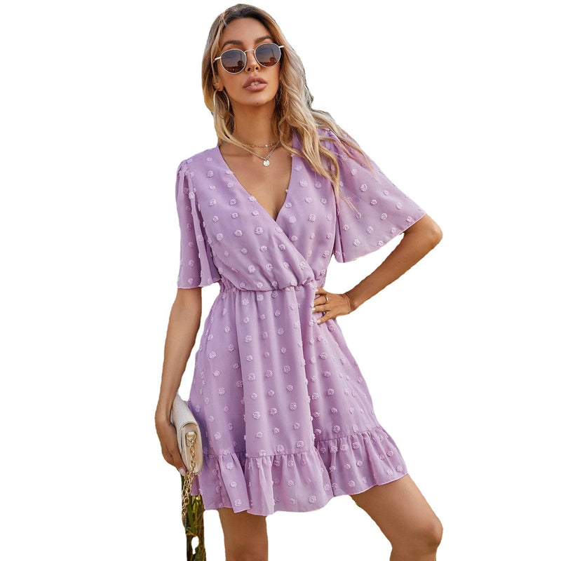 Mauve Dress Women's Summer V-neck Simplicity Dress