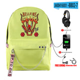 Stranger Things Hellfire Club Backpack Anime Peripheral Stranger Things Backpack Travel Bag USB Charging