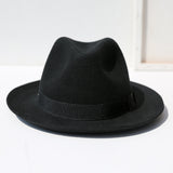 Top Hat Black Woolen Felt Cap Autumn and Winter Men's and Women's British Style Top Hat Fedora Hat
