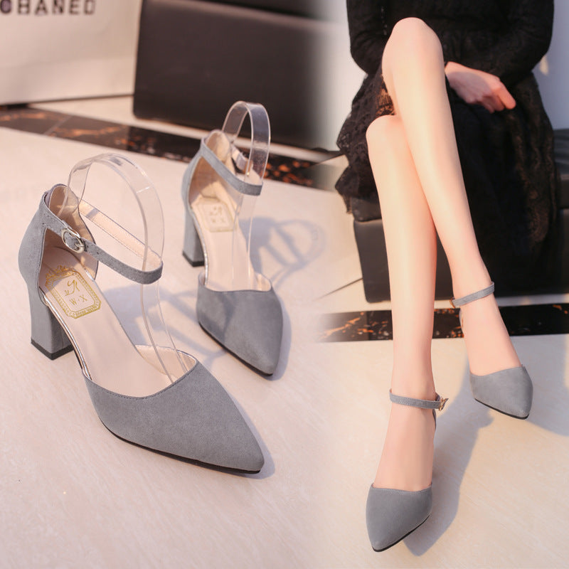 Nude Strappy Block Heels