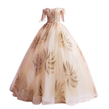 Women'S Evening Dress Ball Gown Princess Quinceanera Wedding Dresses Off-Shoulder Wedding Toast Dress