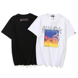WGM Closing Shark Graffiti Dusk Printed Men's and Women's Short-Sleeved T-shirt