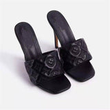 Finn Chain Pointed Toe Mule Women High Heel Sandals Summer Shoes plus Size Slippers