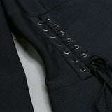 Winter Formal Dresses Tight Waist Sheath Long Sleeve Dress Black Waist Skirt