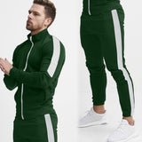 Men Tracksuit Sports Casual Solid Color Suit Outdoor Workout Zipper