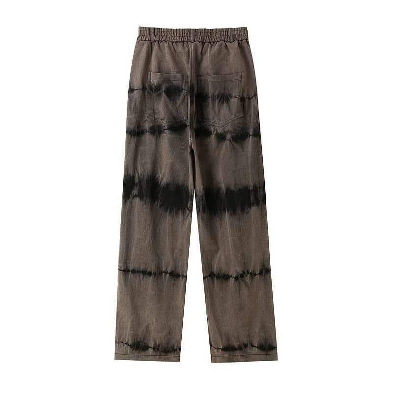 Man Fall Outfits Cargo Pants Tie-Dyed Jeans Men's Retro Distressed Loose Straight Wide-Leg Pants