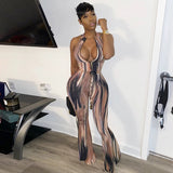 Fall Women's Clothing Fashion Halter Printed Jumpsuit