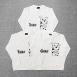 Drew House Drew Smiley Face Hand Drawn Cartoon Bear Hoodie High Street Loose round Neck Long Sleeve Pullover