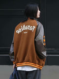 Jock Jacket Baseball Uniform for Women Spring and Autumn Stitching Contrast Color Couple Loose-Fitting Workwear Jacket Casual Jacket