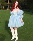 Marilyn Monroe Dress Spring and Summer Women's Clothing Puff Sleeve Dress