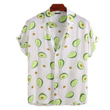 Men Hawaii Shirts Summer Casual Beach Avocado Short Sleeve