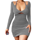 Cocktail Attire for Women Sexy Slim Strap Tied Long Sleeves Dress for Women