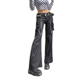 Julia Fox Low Rise Trousers Jeans Hip Hop Casual Pants Straight