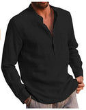 Sweat Wicking Shirt Men's Long Sleeve V-neck Casual Beach Linen Shirt Men's Clothing