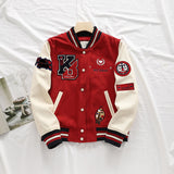 The Bears Varsity Jacket Autumn and Winter Women's Embroidered Color Matching Bear Stand Collar Baseball Uniform Coat Jacket