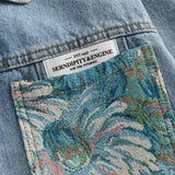Men Denim Coat Jean Jackets Oil Painting Patchwork Denim Jacket Men Loose Lapels Jacket Denim Coat